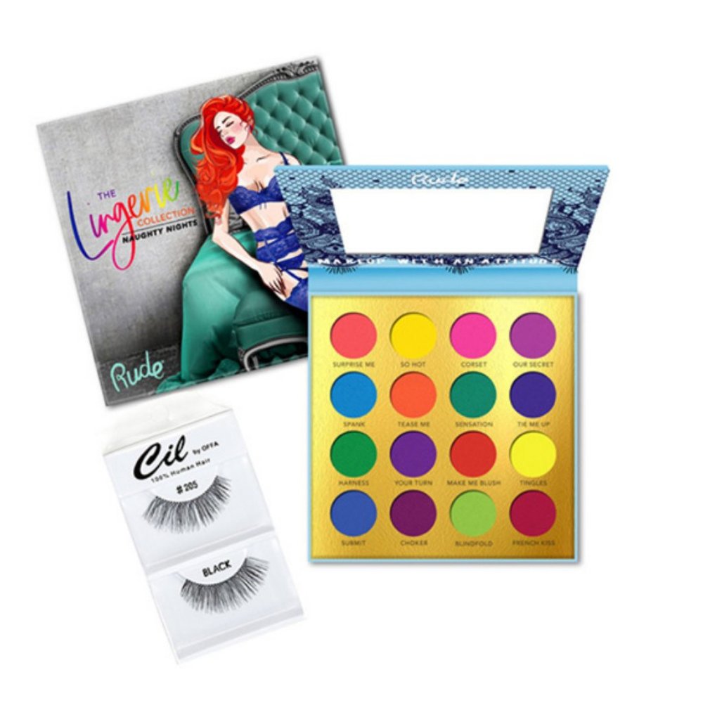 RUDE COSMETICS The Lingerie Collection Naughty Nights + 1 Natural Eyelashes Set